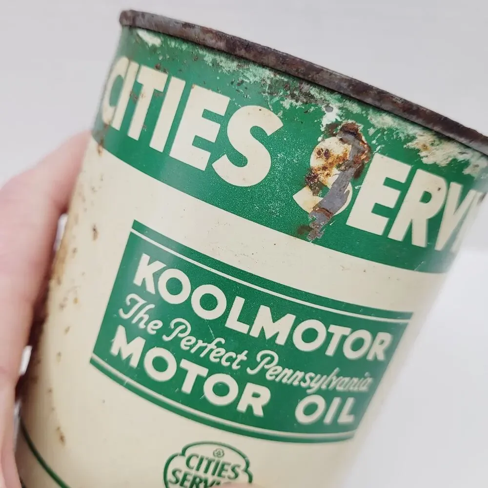 Vintage Rare Cities Services Koolmotor Motor Oil Can 1 Quart Advertising